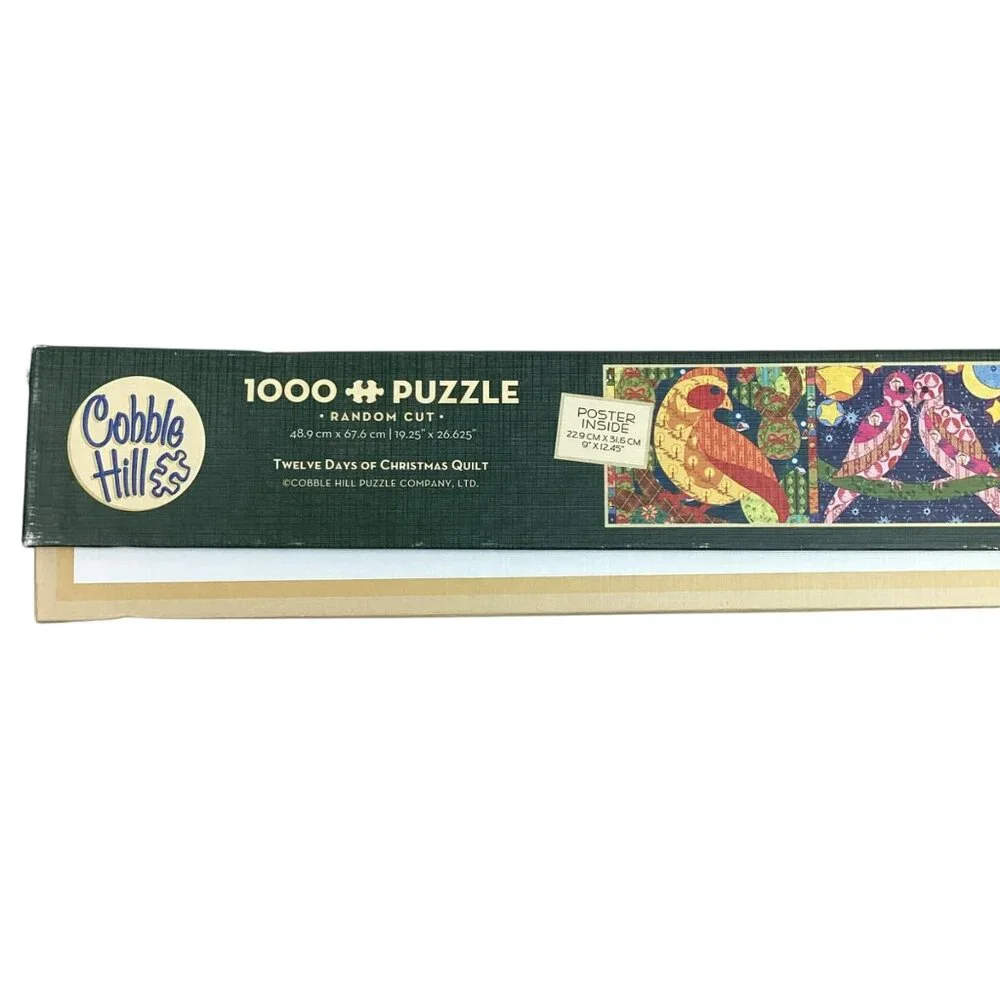 Cobble Hill “Twelve Days Of Christmas Quilt” 1000 Piece Jigsaw Puzzle Random Cut - Picture 8 of 9